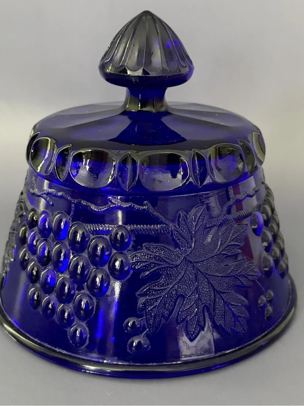 Cobalt Blue Pressed Glass Covered Butter Dish - Elegant Home Dining
